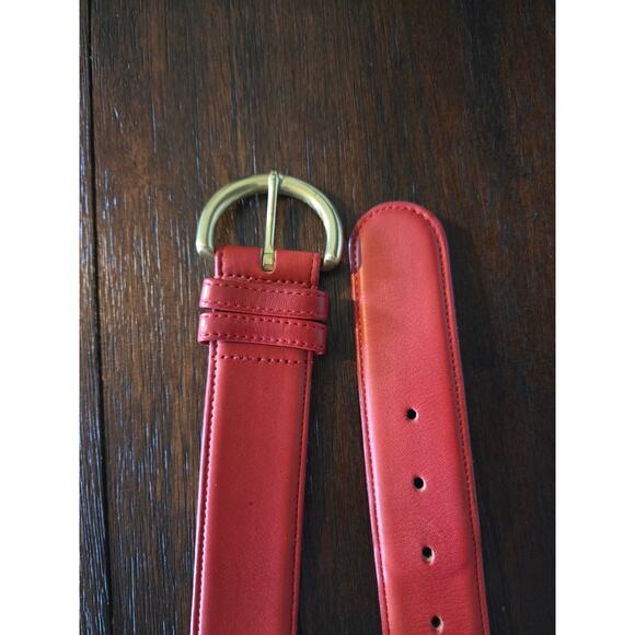Coach 1.5 inch cowhide leather red belt solid brass buckle made in USA 32\